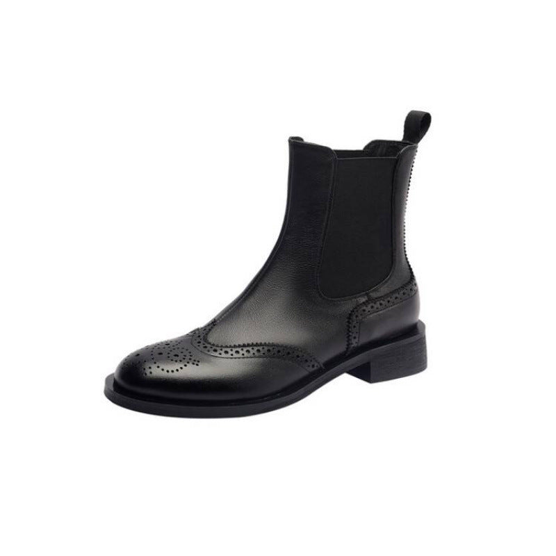 Bottines Mi-Mollet Cuir Pleine Fleur | Talon Carré Confort